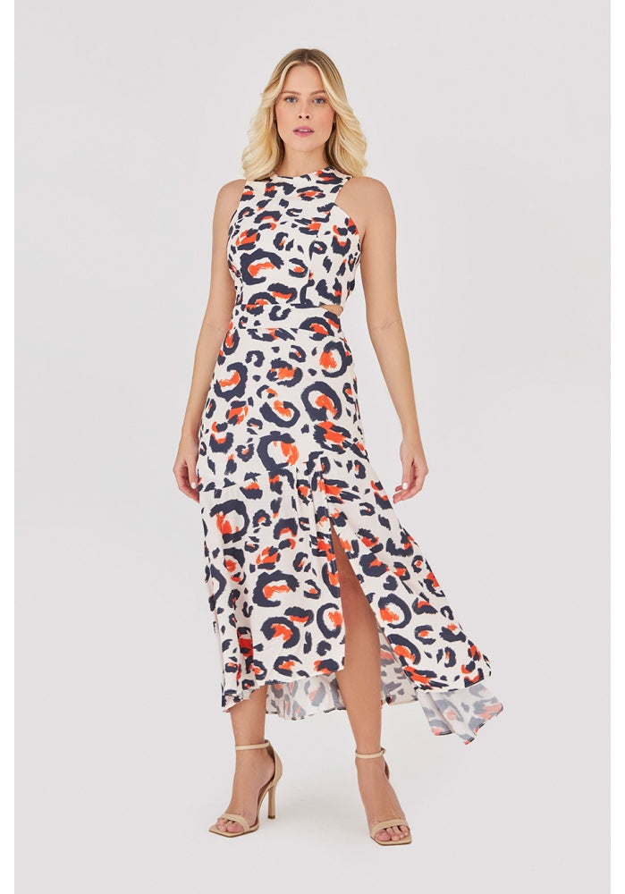 Deep Midi Printed Dress - Golden Hour